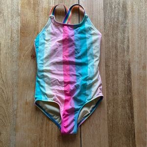 Lands' End rainbow one-piece swimsuit - girls sz. 8